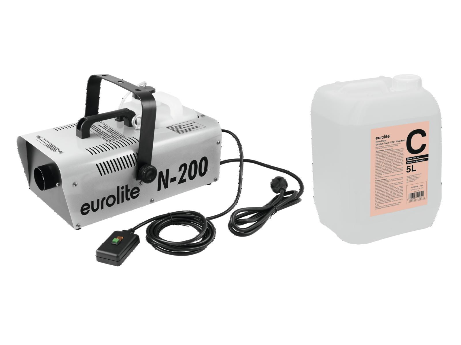 EUROLITE Set N-200 Nebelmaschine + C2D Standard Nebelfluid 5l