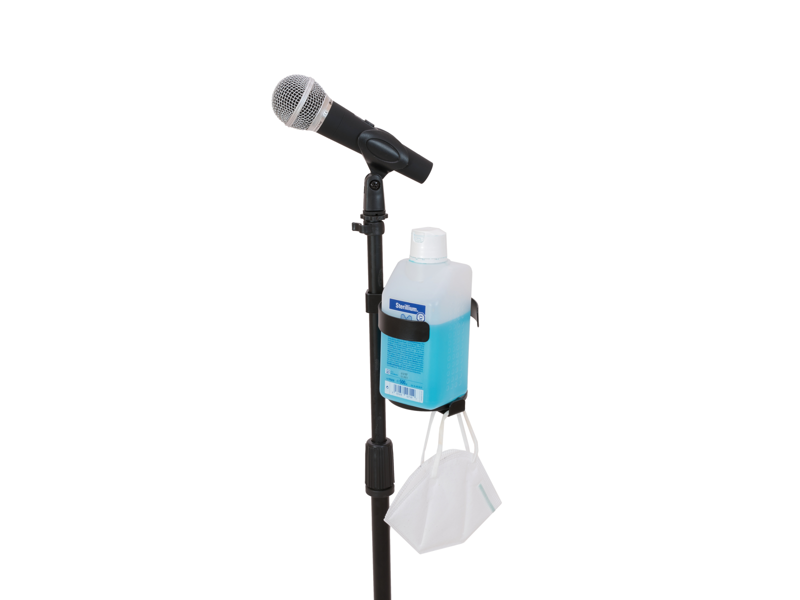 OMNITRONIC Set Mikrofonständer für Desinfektionsmittel, schwarz