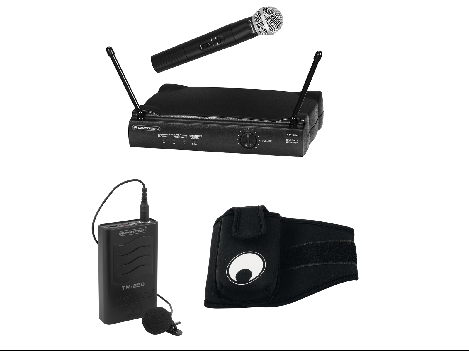 OMNITRONIC Set VHF-250 Wireless Mic Set + Transmitter + Armbelt 179MHz
