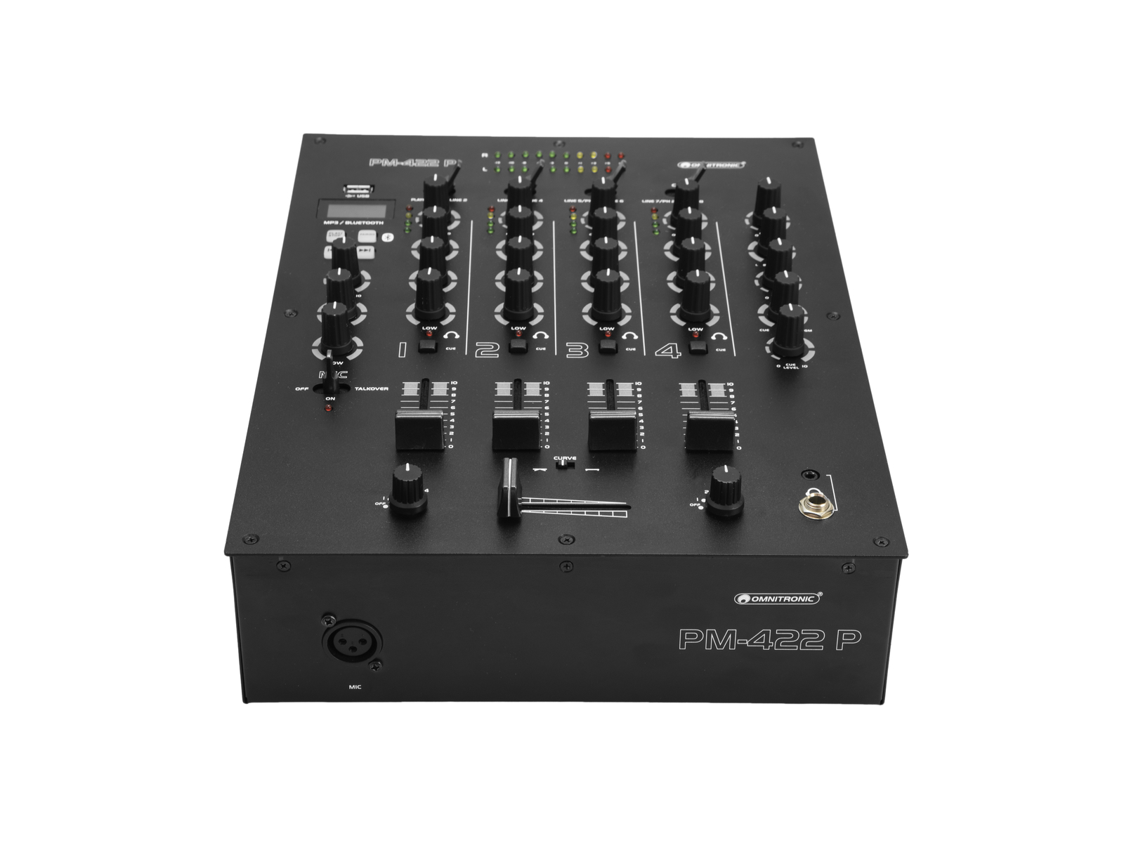 OMNITRONIC PM-422P 4-Kanal-DJ-Mixer mit Bluetooth und USB-Player