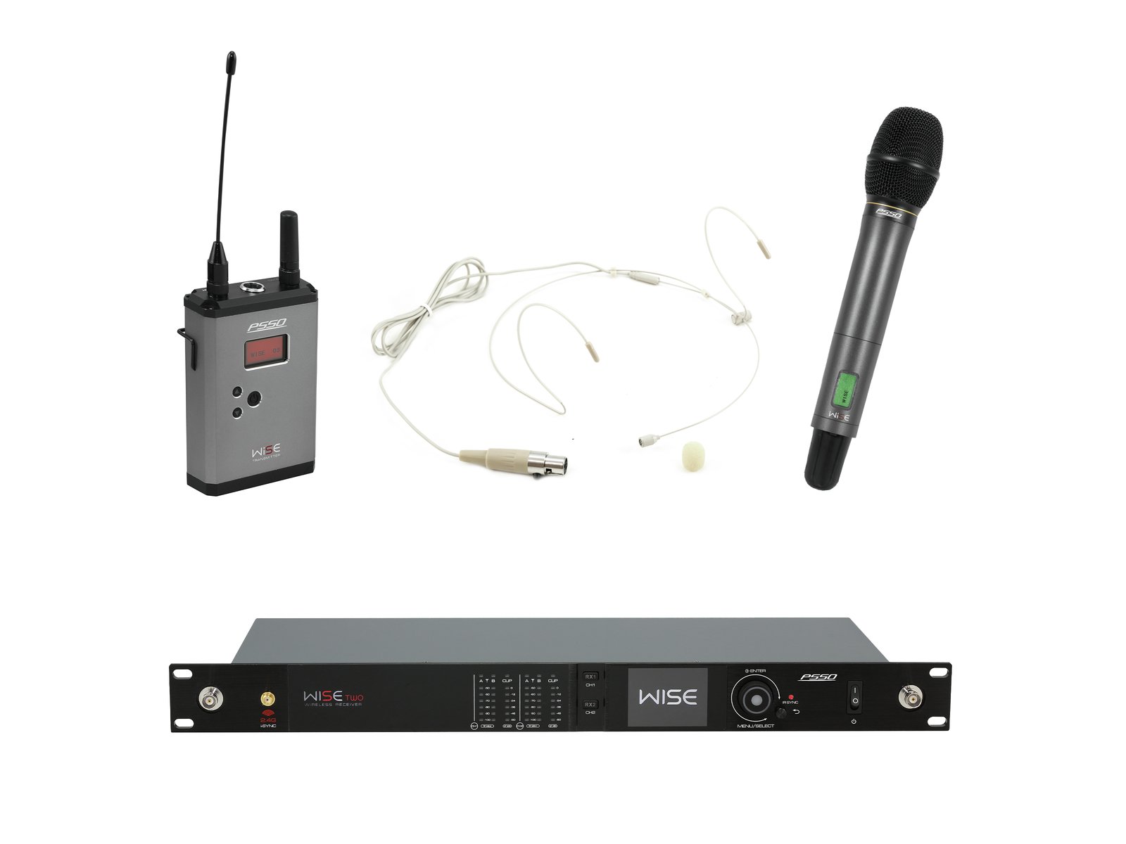PSSO Ensemble WISE TWO + microphone sans fil dyn. + émetteur de poche +  casque 518-548 MHz