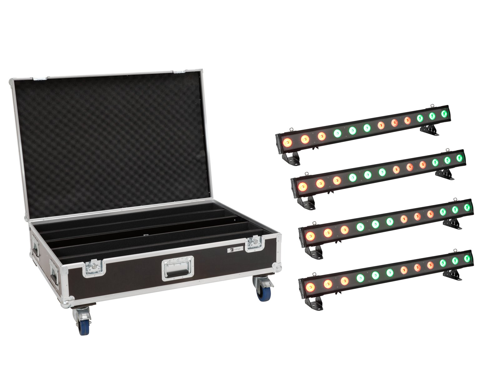 EUROLITE Set 4x LED IP T-PIX 12 HCL Leiste + Case mit Rollen