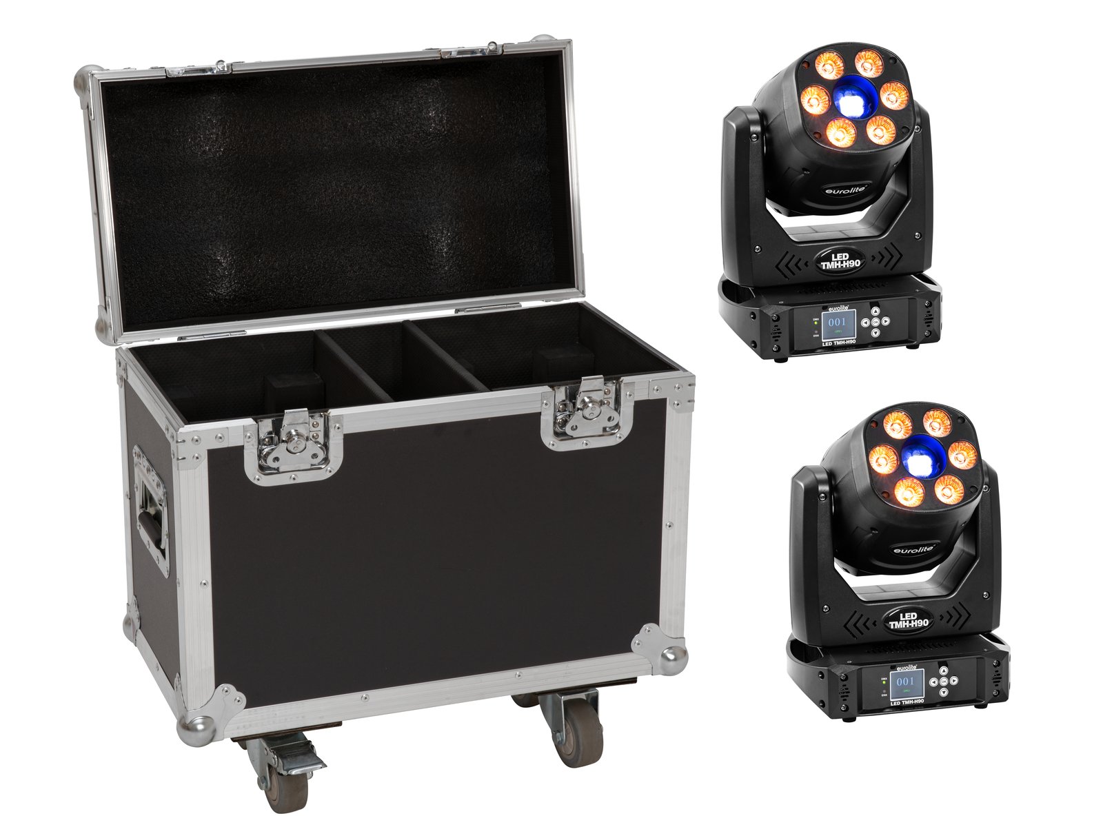 EUROLITE Set 2x LED TMH-H90 + Case mit Rollen***Artikel nicht verfügbar***