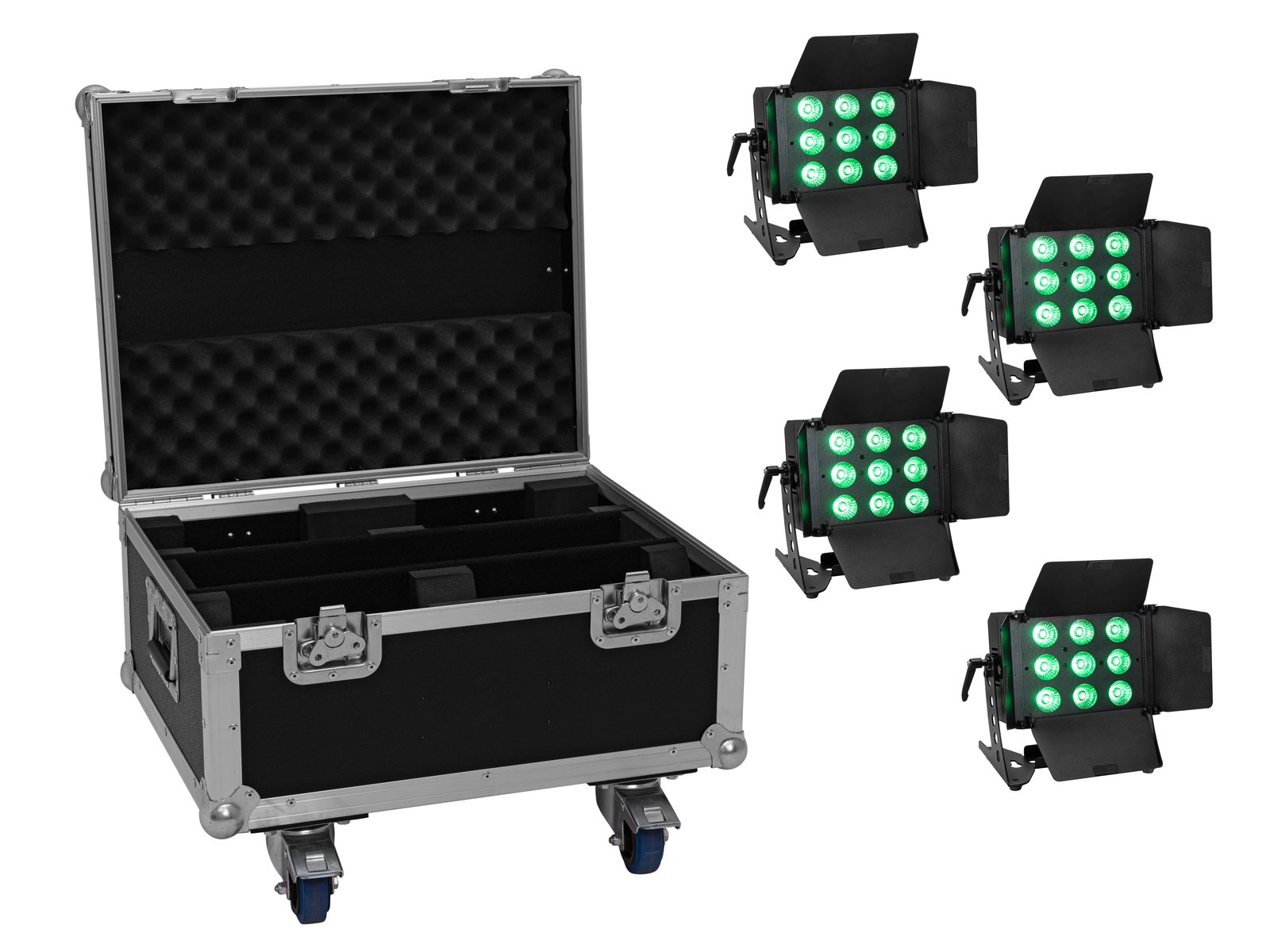 EUROLITE Set 4x LED CLS-9 QCL RGB/WW 9x7W + Case