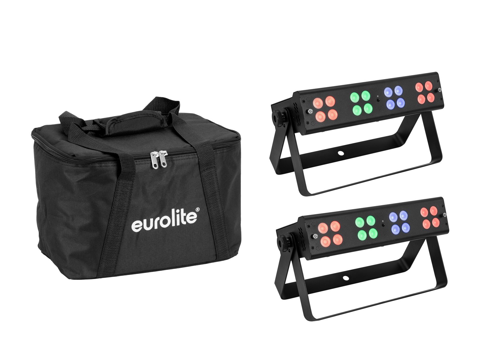 EUROLITE Set 2x LED Silent Bar 16x4W RGB/WW + Soft-Bag