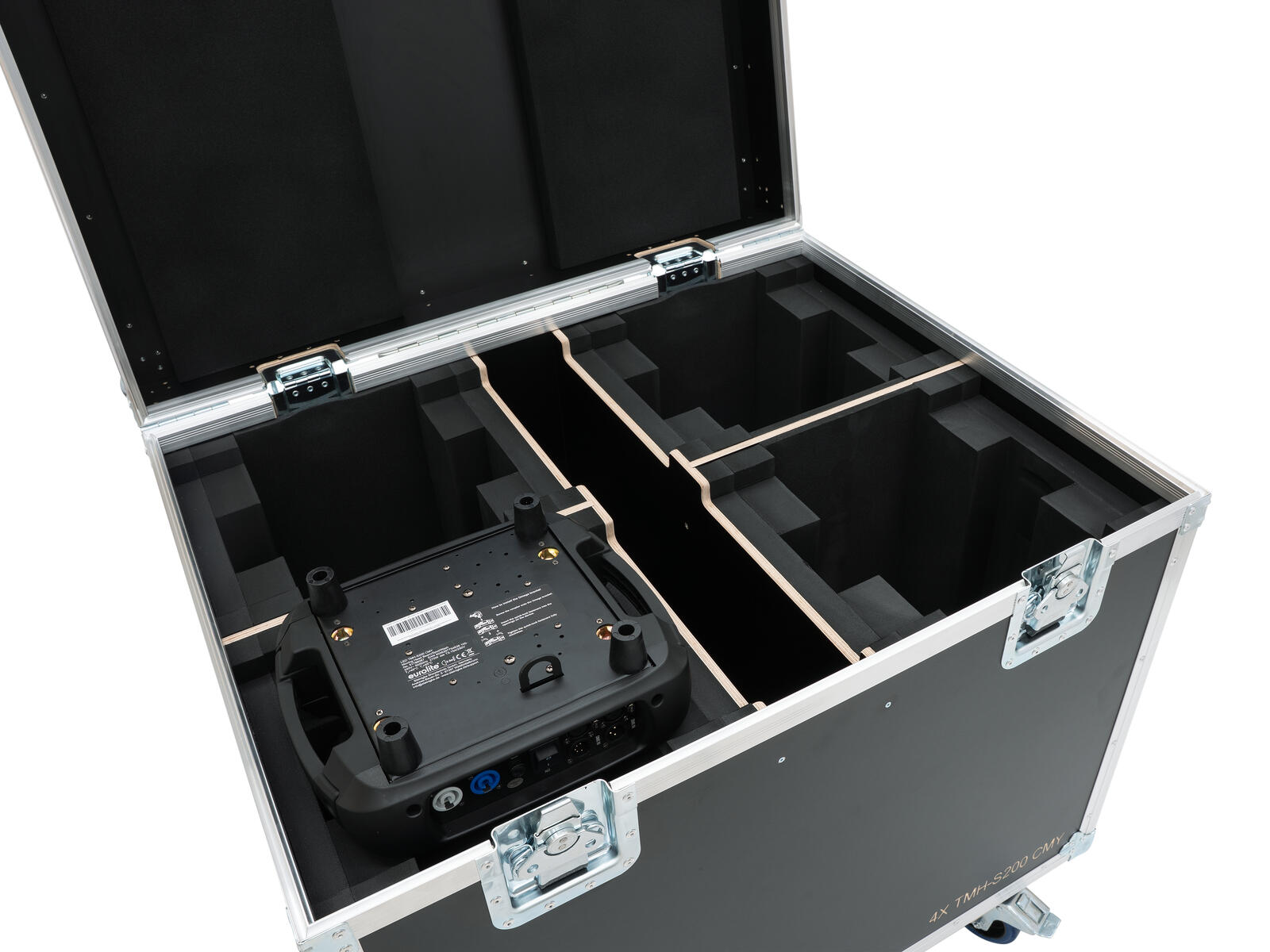 ROADINGER Flightcase HIGHLINE 4x LED TMH-200 CMY, mit Rollen