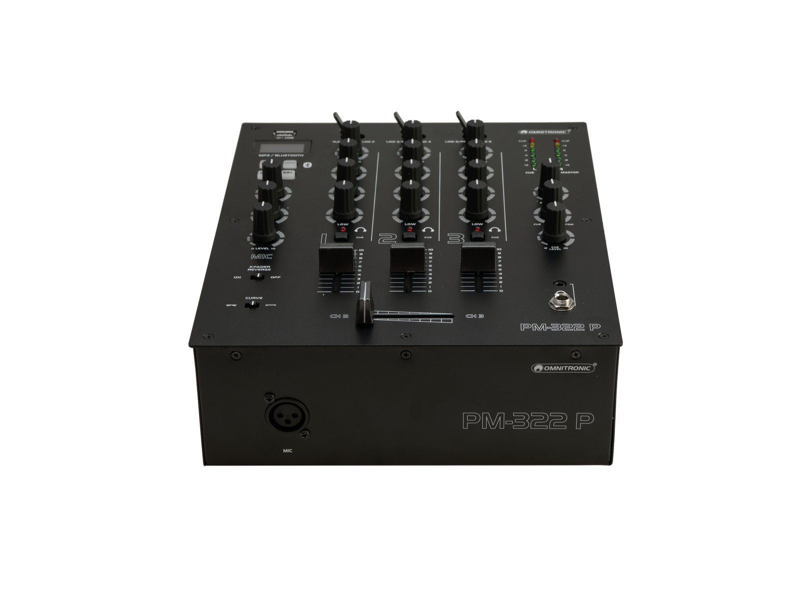 OMNITRONIC PM-322P 3-Channel DJ Mixer con Bluetooth /& USB Player