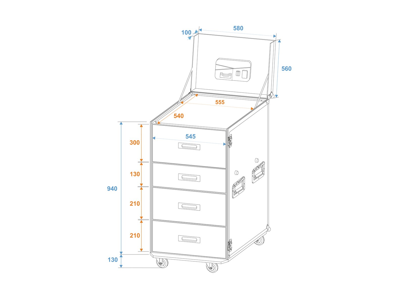 ROADINGER Universal-Schubladen-Case WDS-1 mit Rollen
