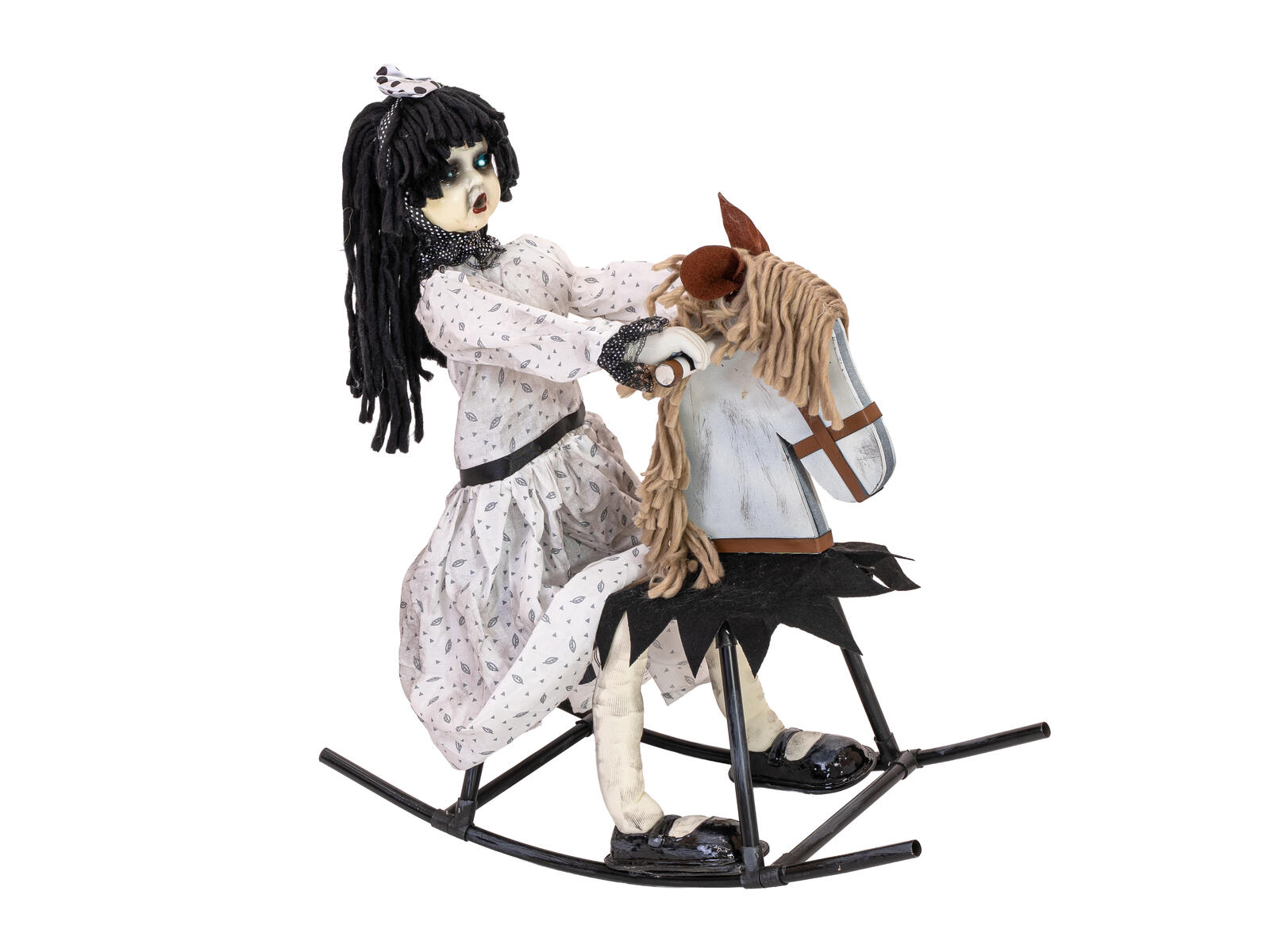 EUROPALMS Halloween Figur Mädchen auf Schaukelpferd, animiert, 72cm