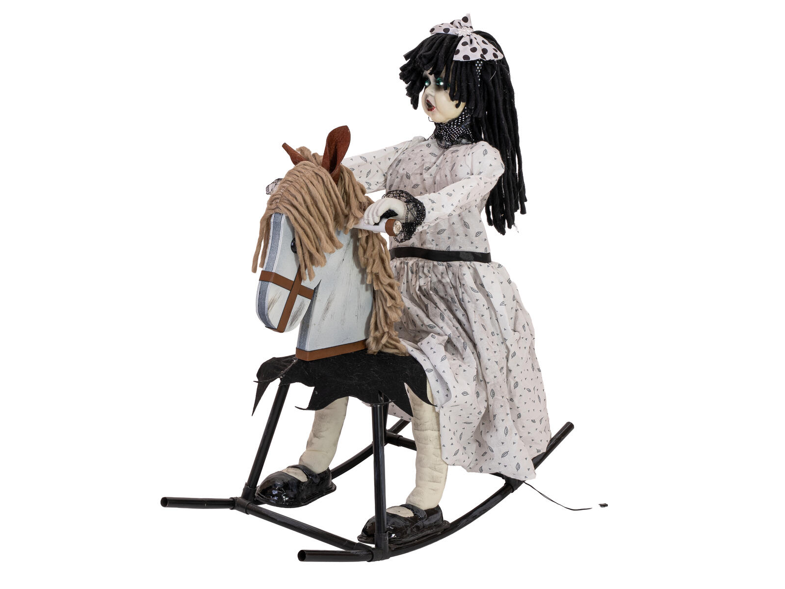 EUROPALMS Halloween Figur Mädchen auf Schaukelpferd, animiert, 72cm