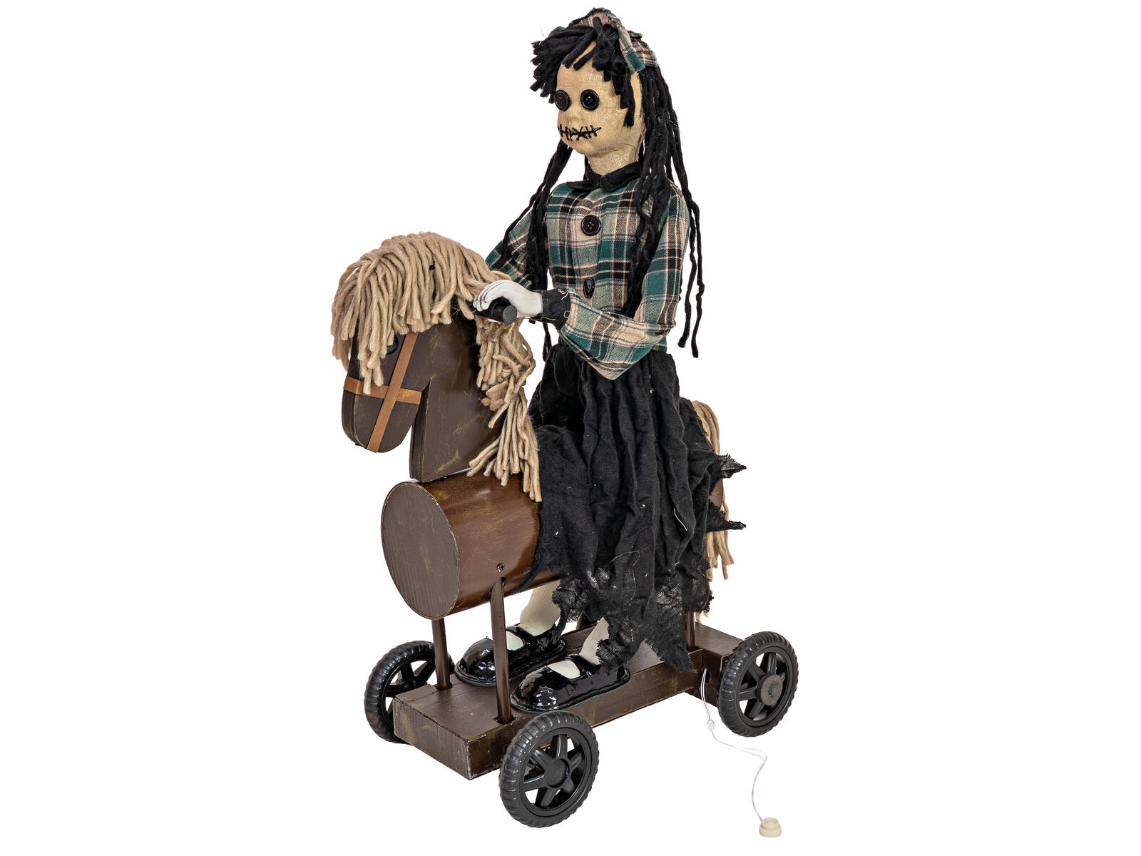 EUROPALMS Halloween Figur Mädchen auf Pony, animiert, 90cm