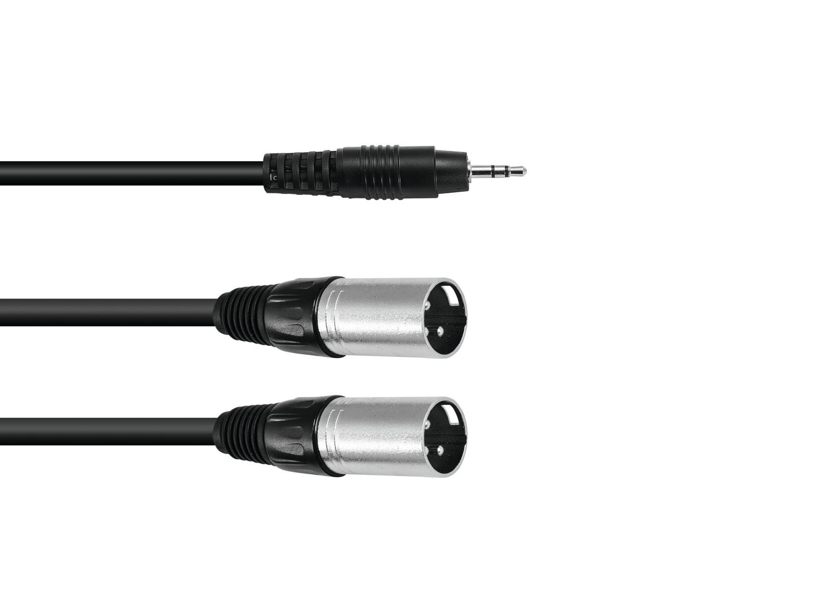 Câble adaptateur 3,5 prise jack / 2 x XLR(M) 3 m noir - omnitronic