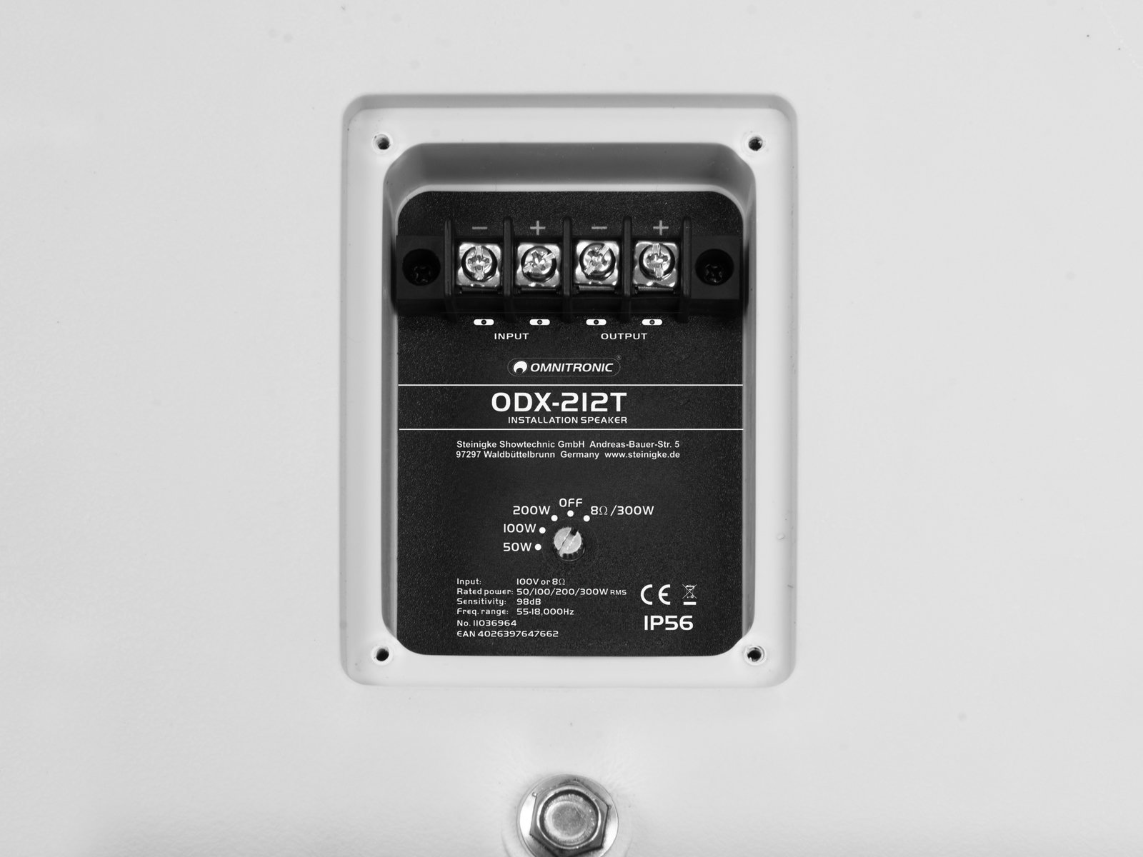 Enceinte d'installation ODX-212TM 100 V gris foncé - omnitronic