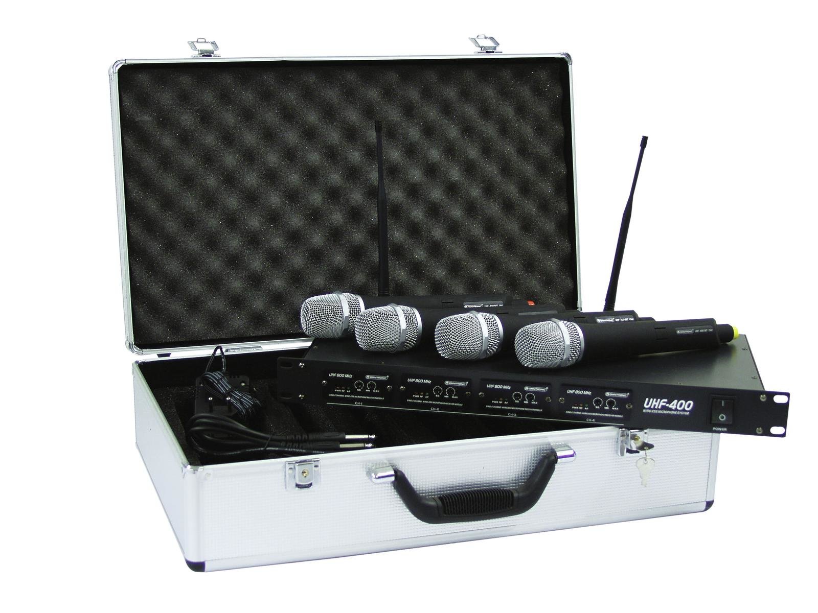 Système de microphone portable UHF-E4 823,6/826,1/828,6/831,1 MHz -  omnitronic