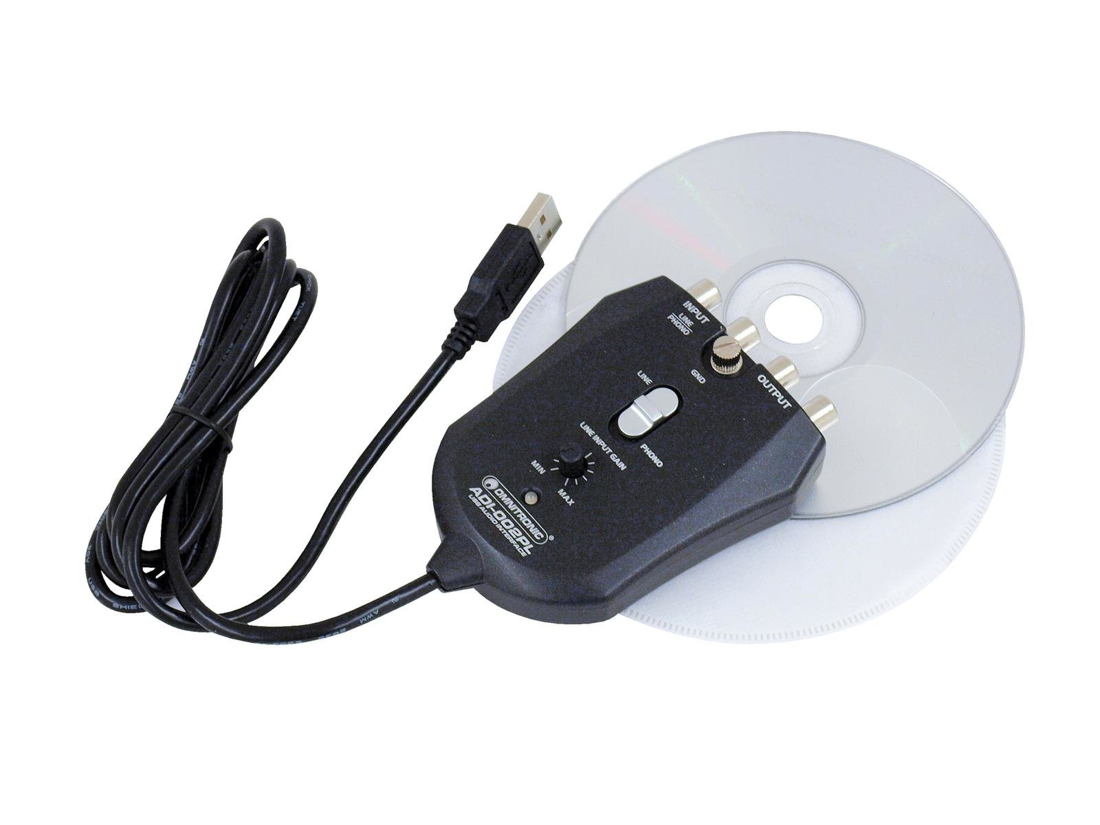 Omnitronic ADI-002 PL USB Audio Interface Line Phono umschaltbar 