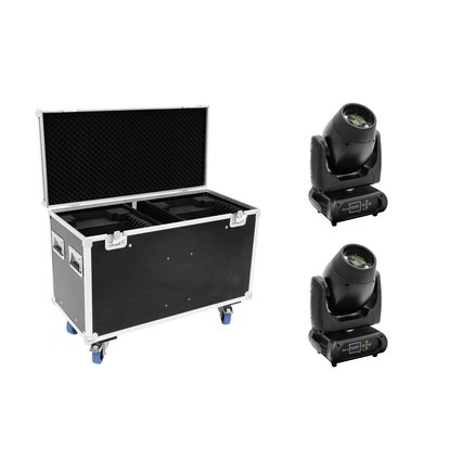 2x PRO beam Moving Head with 150 W COB LED including PRO flightcase with wheels
