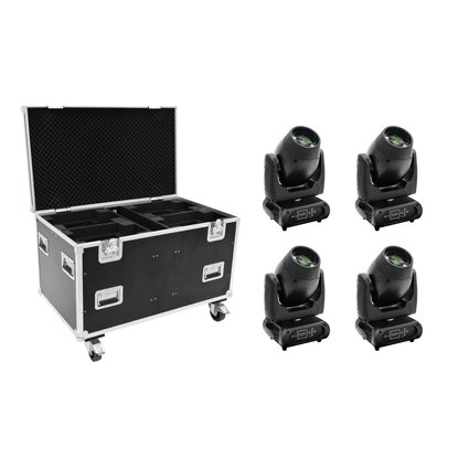 4x PRO beam Moving Head with 150 W COB LED including PRO flightcase with wheels
