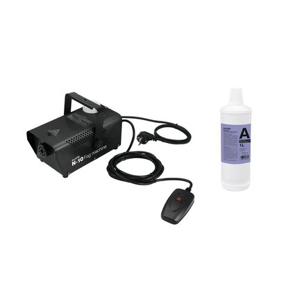 Compact 400 W fog machine with cable remote control including 1l Smoke Fluid