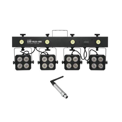 Bar mit 4 RGBW-Spots und 4 weißen Strobe-LEDS inklusive kompaktem DMX-Funkempfänger