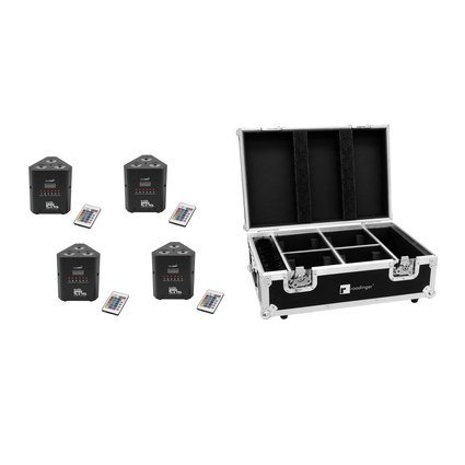 4x Spot for lighting within trussing, 3 x 3 W 3in1 LED including PRO Flightcase charging function