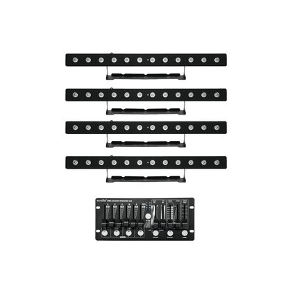 4x Scheinwerfer-Bar mit 12 x 10-W-6in1-LED inklusive kompaktem DMX-Controller