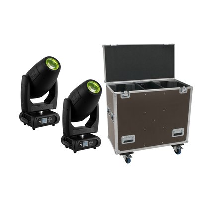 2x PRO beam/wash Moving Head with 270 W COB LED including flightcase with wheels
