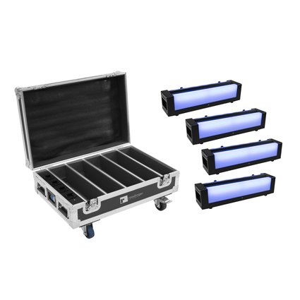 4x tiltable battery-powered LED bar and mood light with 4in1 LEDs inkluding PRO flightcase