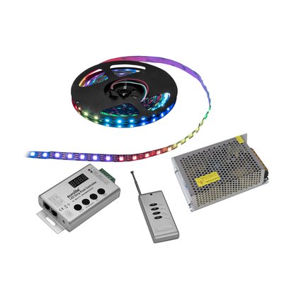 LED Pixel Strip 5m, compact controller and Transformator 5V