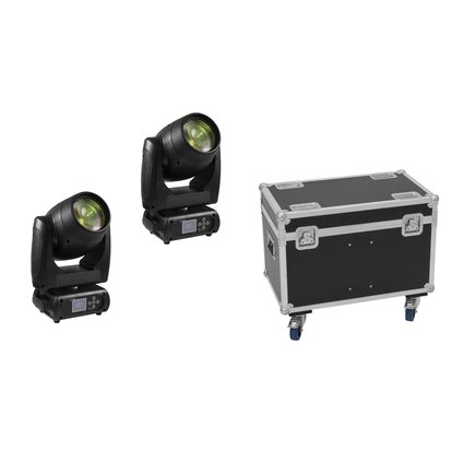 2x PRO beam Moving Head with a 50 W LED and RGB color mixing including flightcase with wheels