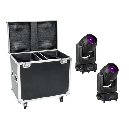 2x bright, narrow beam with OSD 10 280 W discharge lamp incl. PRO flightcase with castors