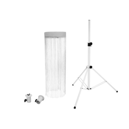 White LED curtain with 4 RGBW LEDs and QuickDMX incl. speaker stand and 2x stand sleeve
