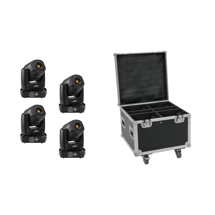 4x Led moving head spot including flightcase with wheels
