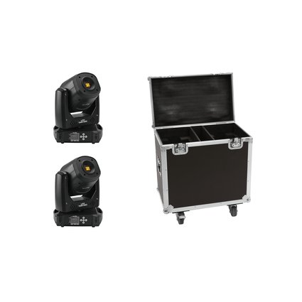 2x Led moving head spot including flightcase with wheels