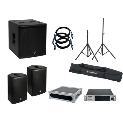 Subwoofer, 2x 2-Way Top, 2x Speaker Stand, Aplifier, PRO flightcase and 3x speaker cable
