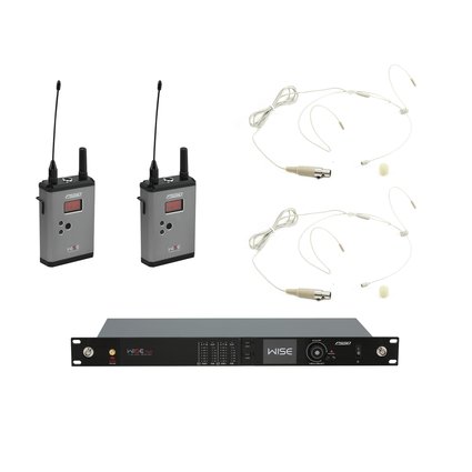 License-free true diversity wireless receiver with 2x pocket transmitter and 2x headset microphone