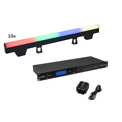 10x DMX-controllable pixel rail with RGB color mixing incl. USB interface and Art-Net interface