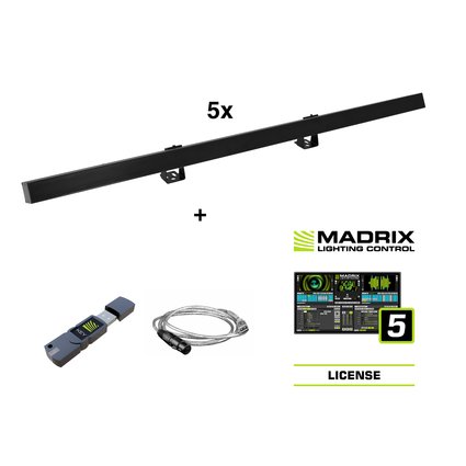 EUROLITE Jeu 5x LED PR-100/32 Pixel DMX Rail noires + Madrix Software
