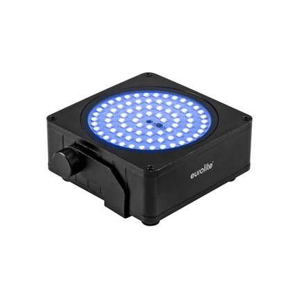 Flat IP65 spotlight with 81 x RGBW SMD LED, QuickDMX transceiver and IR remote control