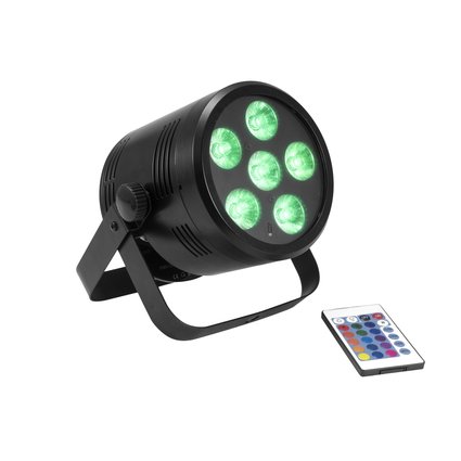 Battery-powered LED spotlight with RGBW color mixing, incl. IR remote control