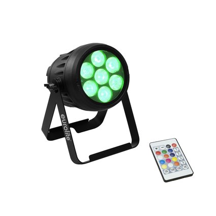 IP65 battery-powered spotlight with RGBW LEDs, WDMX, frost filters and IR remote control