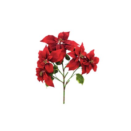 Poinsettia bush with elaborately worked leaves and flowers