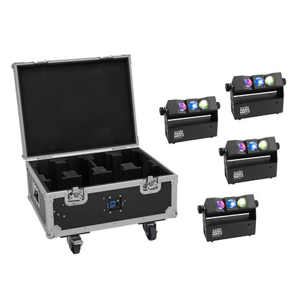 EUROLITE Set 4x AKKU MBT-3 Spot MK2 + Flightcase mit Rollen und Ladefunktion