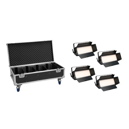 EUROLITE Set 4x LED PLL-576 CW/WW Panel + Case mit Rollen