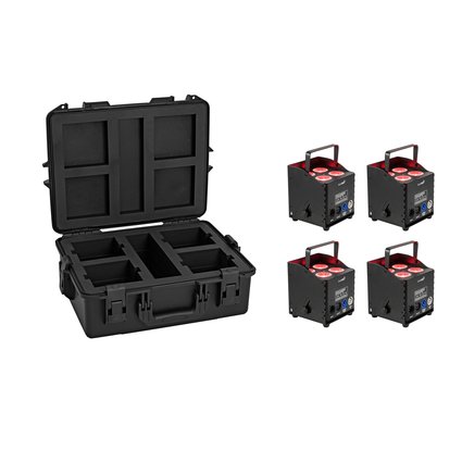 EUROLITE Set 4x AKKU UP-4 QCL Spot QuickDMX MK2 + Kunststoffcase