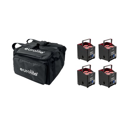 EUROLITE Set 4x AKKU UP-4 QCL Spot QuickDMX MK2 + Soft Bag