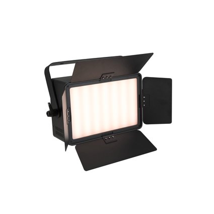 Battery-powered surface light with 168 dual white LEDs, QuickDMX port and barn doors