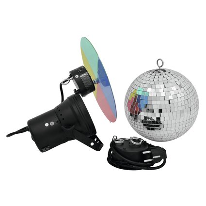 Set with motor, mirror ball, chain, pinspot and color wheel