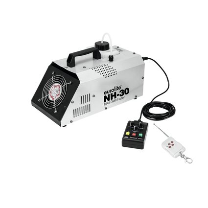 Extremely compact, powerful machine (720 W) with timer, wireless remote & DMX