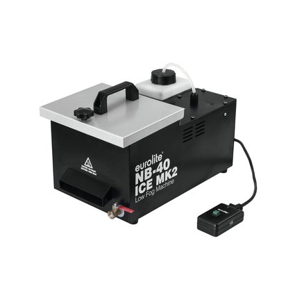 Compact low fog machine (450 W), 1.2 liter tank, remote control, ice cube cooling