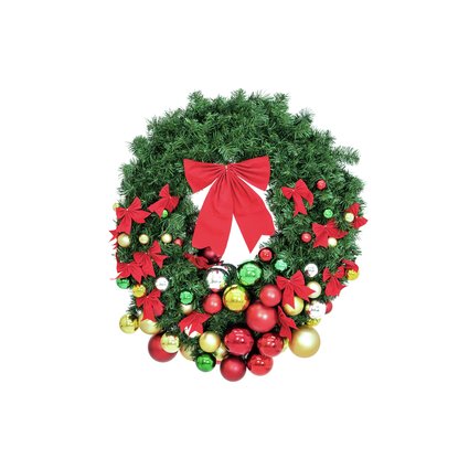 Decorated fir wreath with mounting suspension
